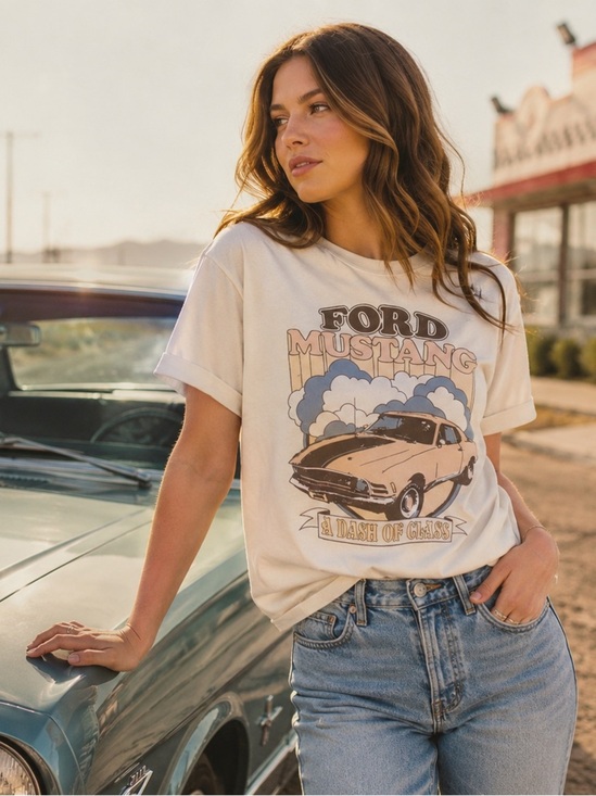 Time and Tru Tops - Time and Tru Women's Ford Mustang Graphic Tee Shirt XL 16-18 NWT Vintage Muscle